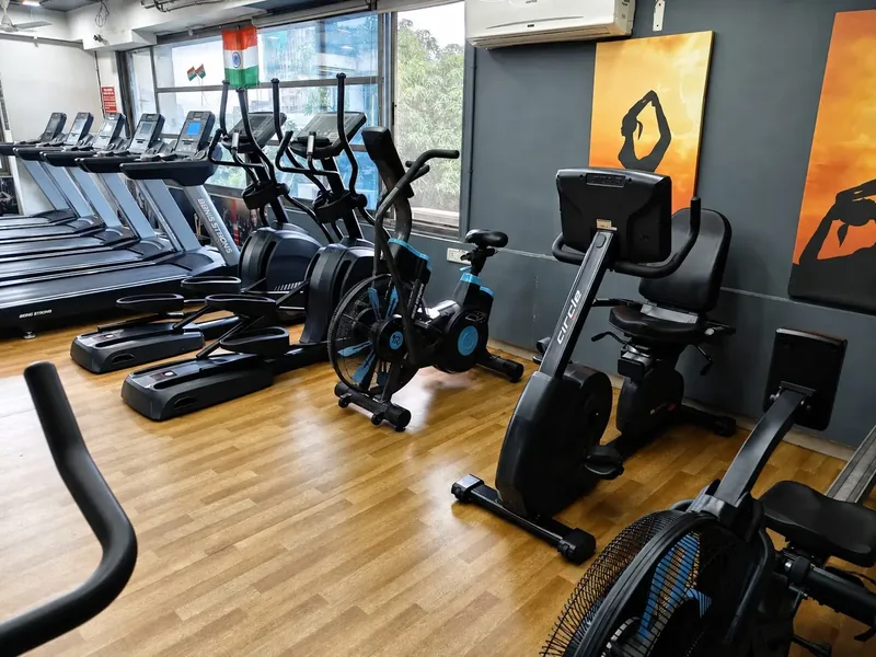 Cardio zone with treadmills and bikes